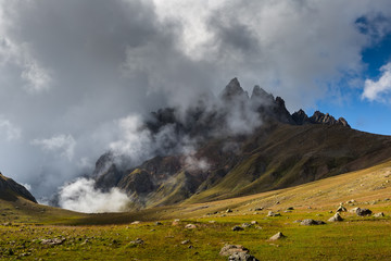Fototapeta na wymiar Picturesque landscape of Caucasus mountains in Georgia