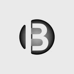 Capital letter B. Made of wide white stripes Overlapping with shadows. Logo, monogram, emblem trendy design.