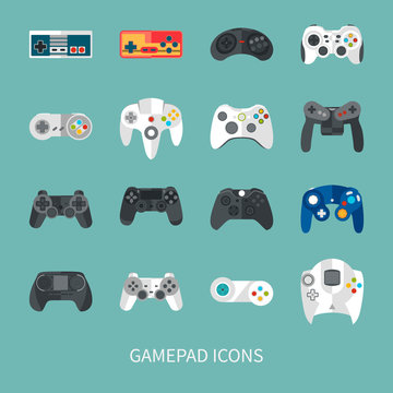 gamepad icon set. flat style vector illustration