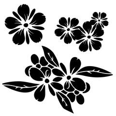 Set black silhouettes flowers, leaves isolated