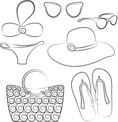 Vector summer beach accessories set