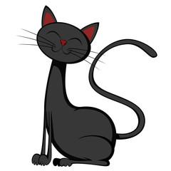 Cute cats - A cute black tomcat is sitting and smiling