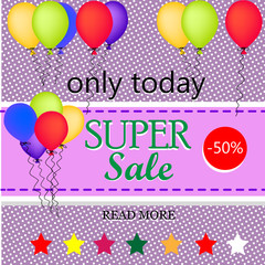 Sale background with balloons. Sale template. Big sale. Sale tag. Sale poster. Sale vector.