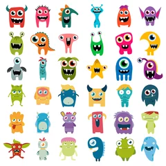Lichtdoorlatende gordijnen Monster grote vector set cartoon schattige monsters