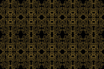 Art deco seamless pattern. Black and gold color. Ornament. Vector.
