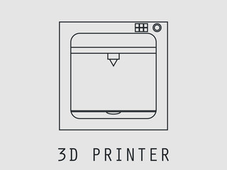 3d printer icon from the geometric lines. Vector.