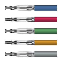 electronic cigarettes in five different colors