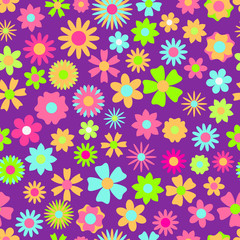 Seamless pattern of multicolored flowers
