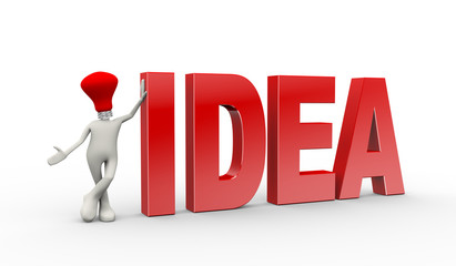 3d man lamb head with word idea