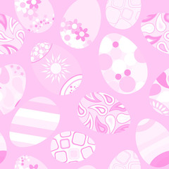 Seamless pattern of Easter eggs on pink background