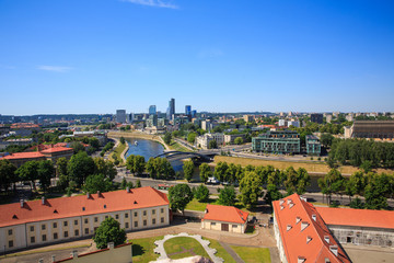 Fototapeta na wymiar top view of a modern city on the river