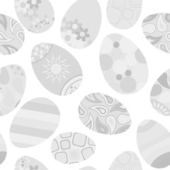 Seamless pattern of Easter eggs in gray colors