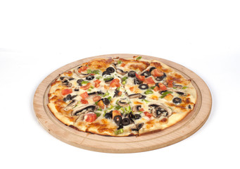 Mixed pizza on a white background