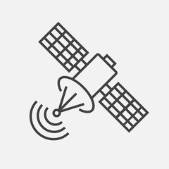Vector outline contour icon of space satellite.