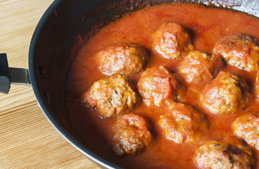 Meat balls with tomato sauce ready