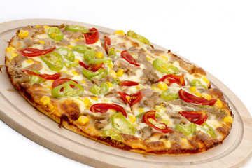 Mixed pizza on a white background