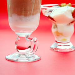 Coffee latte and ice scream