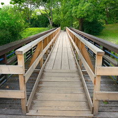 Wooden bridge in the park