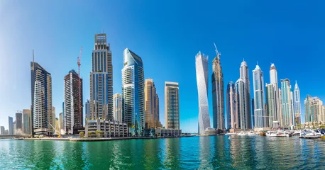 Fototapete Dubai Panorama des Jachthafens von Dubai