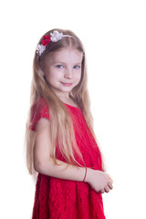 Cute smiling girl in red dress i