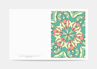 Postcard Retro . Cover in a turn with a bright pattern . Postcard for congratulations . Wedding greeting card .