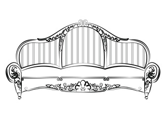 Royal Elegant Sofa with classic damask ornaments. Vector