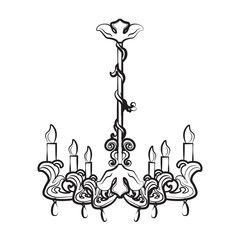 Classic luxury style lamp with acanthus floral ornaments. Vector