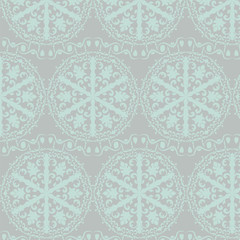 Crochet lace round ornament pattern in blue. Vector