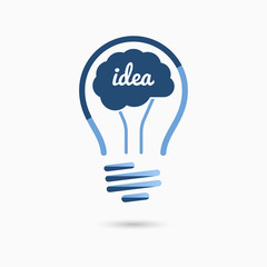 Fototapeta premium Light bulb idea icon with brain inside. Light bulb sign, light bulb symbol. Business idea concept.