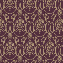 Vector damask pattern ornament. Elegant luxury texture for textile, fabrics or wallpapers backgrounds. Red color