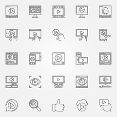 Online video icons set
