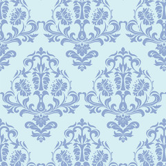 Fototapeta na wymiar Vintage Damask Elegant Classic ornament pattern. Luxury texture for wallpapers, backgrounds and invitation cards. Serenity blue colors. Vector