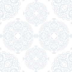 Classic Ornament pattern in round circle shape blue. Vector