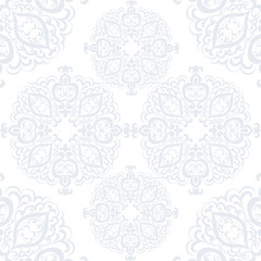 Classic Ornament pattern in round circle shape blue. Vector