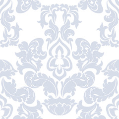 Vector floral damask pattern background. Luxury classic floral damask ornament, royal Victorian vintage texture for wallpapers, textile, fabric. Delicate floral baroque element. Blue color