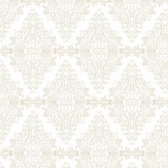 Vector Vintage Damask Pattern ornament in Eastern style. Ornate floral element for fabric, textile, design, wedding invitations, greeting cards. Traditional oriental motif element outline decor