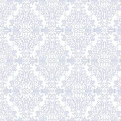 Floral ornament damask pattern. Elegant luxury texture for wallpapers, backgrounds and invitation cards. Serenity Blue color. Vector