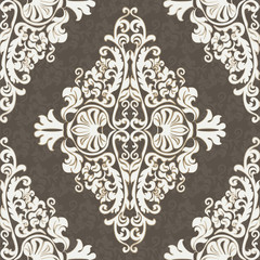 Vector lace floral element in Eastern style. Ornamental lace pattern for wedding invitations and greeting cards, backgrounds, fabrics, textile. Traditional decor. Beige color