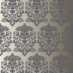 Vector floral damask ornament pattern. Elegant luxury texture for textile, fabrics or wallpapers backgrounds. Gray granite color