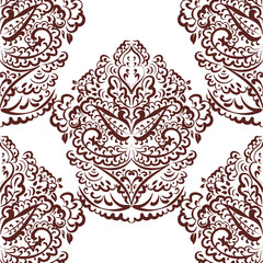 Vector vintage ornament Oriental motif style. Ornate element for design, wedding invitations, greeting cards, fabrics, wallpaper, texture. Traditional decor. Red color