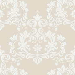 Fototapeta na wymiar Vector Damask Pattern ornament Imperial style. Ornate floral element for fabric, textile, design, wedding invitations, greeting cards, wallpaper. Bright beige color
