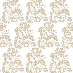 Floral ornament pattern in beige color. Vector