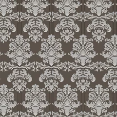 Schilderijen op glas Vector Vintage Damask Pattern ornament in Classic style. Ornate floral element for fabric, textile, design, wedding invitations, greeting cards, wallpaper. Brown color. © castecodesign