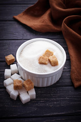 White and brown sugar
