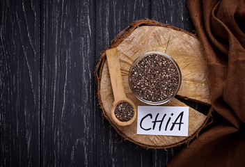Healthy chia seeds in bowl