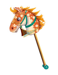 Stick horse toy, cut out on white background © adamskyistudio