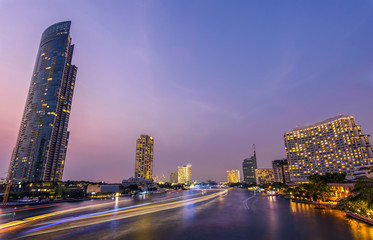 Naklejka premium Bangkok city at twilight, Thailand