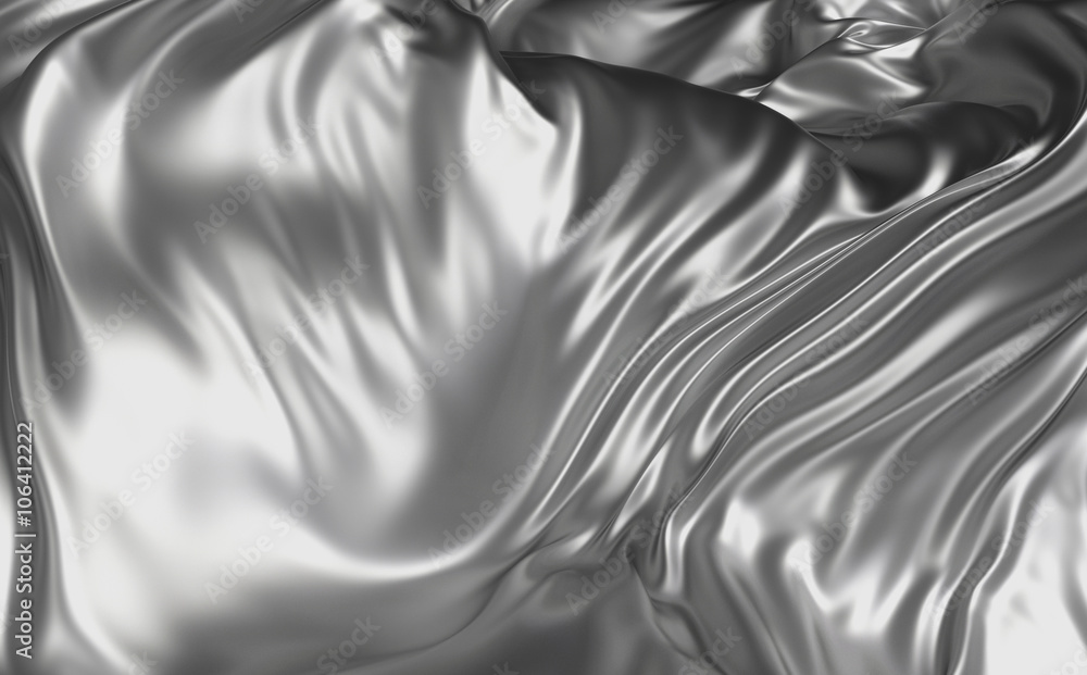 Poster 3d rendered cloth surface, abstract background with deformed plane shape with folds and waves