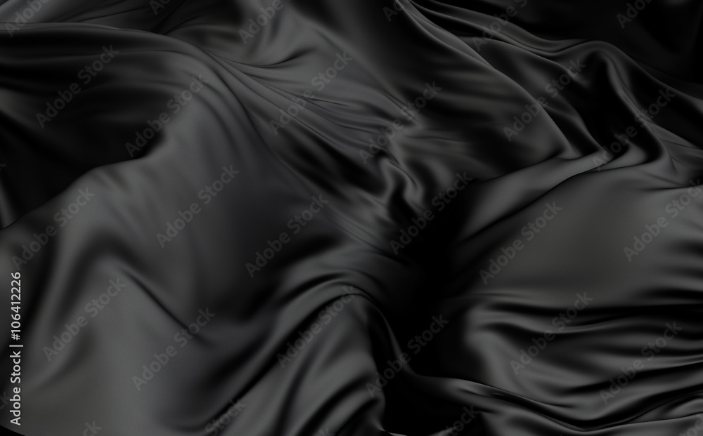 Poster 3d rendered cloth surface, abstract background with deformed plane shape with folds and waves