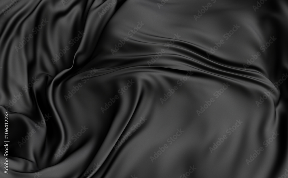 Poster 3d rendered cloth surface, abstract background with deformed plane shape with folds and waves